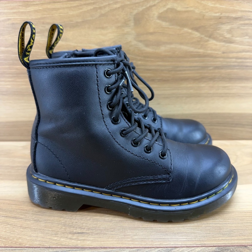 Dr Martens Little Kids Boys Girls 13 Black Leather Combat Boots 1460 Zipper